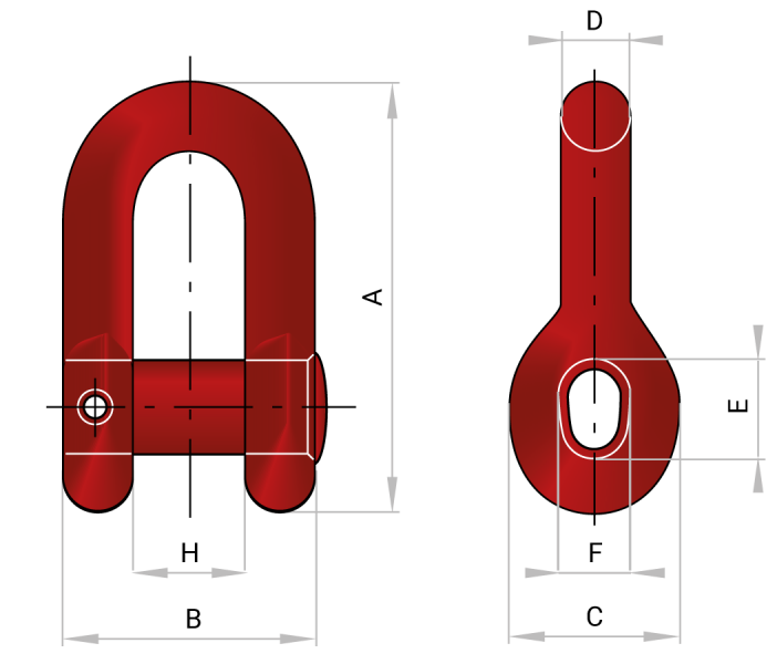 Connecting parts Anchor 'D' end shackle technical